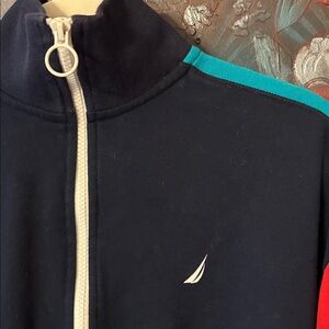 Nautica Navy and Red Zip-Up Sweatshirt